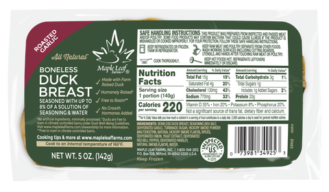 Roasted Garlic Boneless Duck Breast