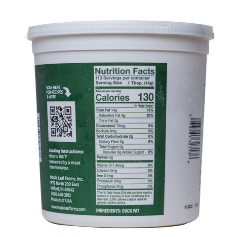 All Natural Rendered Duck Fat - 3.5lb Tub